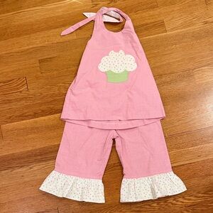 Castles and Crown 4T Girls' Pink Cupcake Halter Top & Ruffle Pants Set